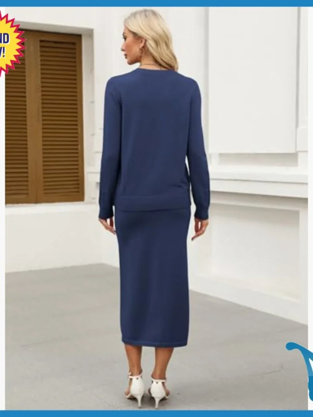 2-Piece Sweater Skirt Set, Loose Fit, Medium Weight, Long Sleeve